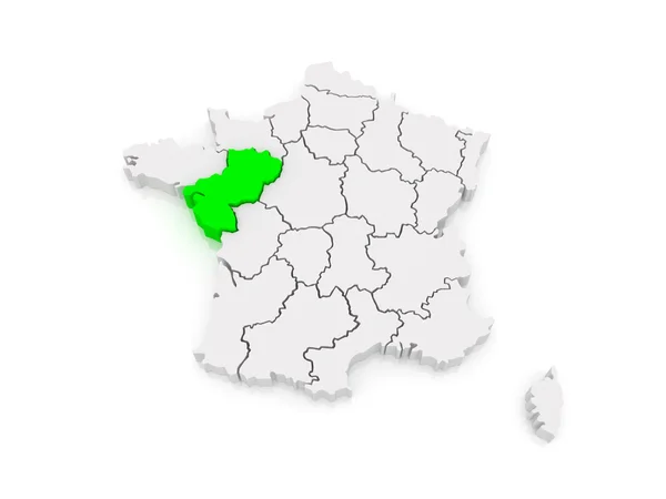 Map of Pays de la Loire. France. — Stock Photo, Image