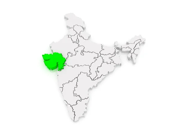 Mapa stanu gujarat. Indie. — Zdjęcie stockowe