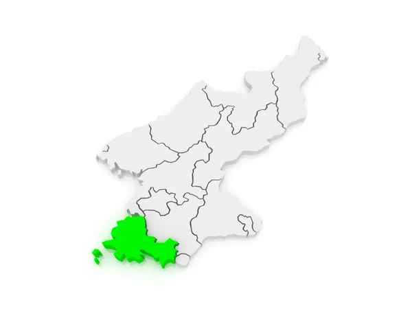 Mapa de Hwanghae. Corea del Norte . — Foto de Stock