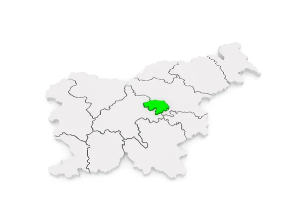 Zasavsky 地区 （zasavska 核桃属） 的地图。斯洛文尼亚. — 图库照片