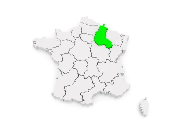 Map of Champagne - Ardennes. France. — Stock Photo, Image