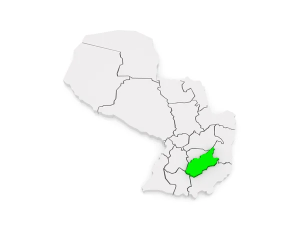 Карта caazapa. Парагвай. — стокове фото