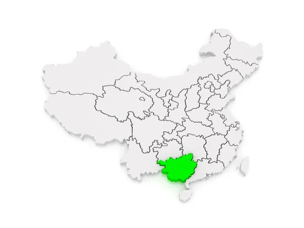 Mapa da Região Autónoma de Guangxi Zhuang. China . — Fotografia de Stock