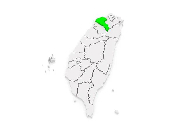 Taojüan megye térképe. Tajvan. — Stock Fotó
