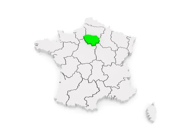 Mapa de Ile-de-France. França . — Fotografia de Stock