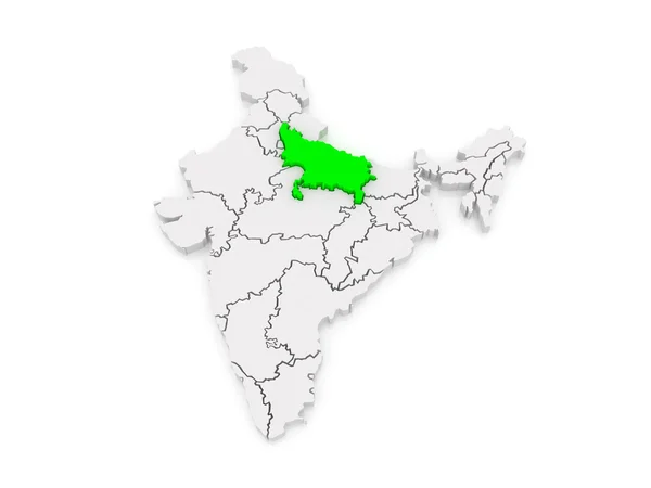 Mappa di Uttar Pradesh. India . — Foto Stock