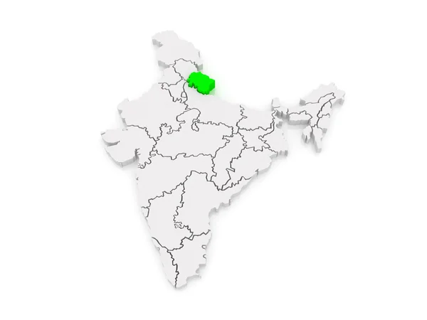 Mapa uttarakhand. Indie. — Stock fotografie