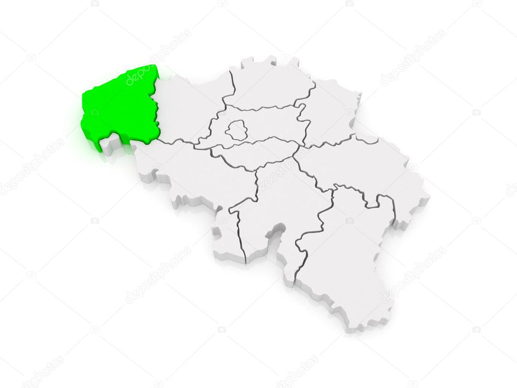 Map of West Flanders. Belgium.