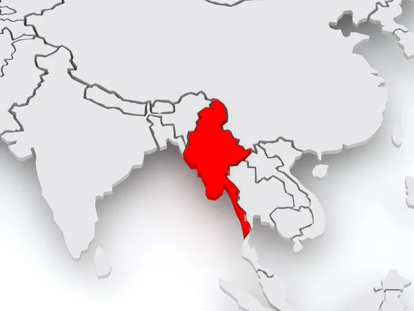 Kaart van werelden. Myanmar (burma). — Stockfoto