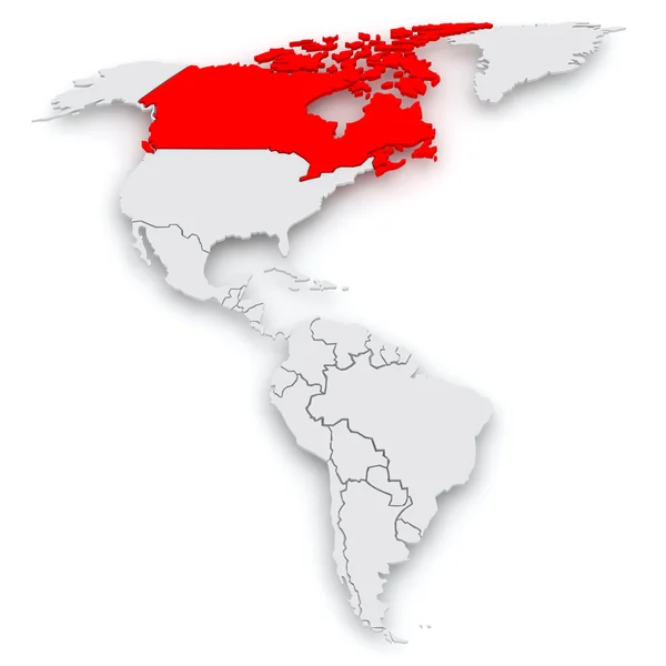 Mapa świata. Kanada. — Zdjęcie stockowe