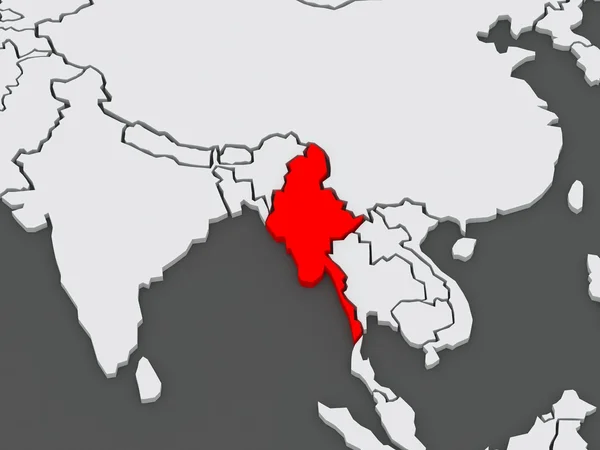 世界の地図。ミャンマー （ビルマ). — ストック写真