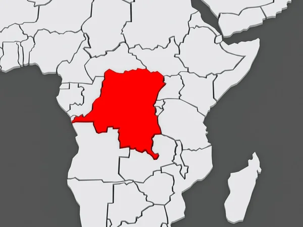世界地图。民主刚果共和国. — 图库照片