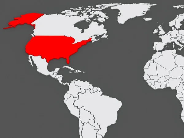 Mapa de mundos. Estados Unidos . —  Fotos de Stock