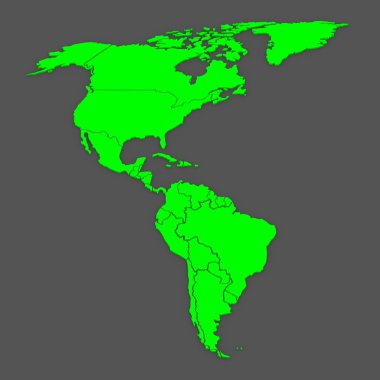 kaart van werelden. Noord en Zuid-Amerika.