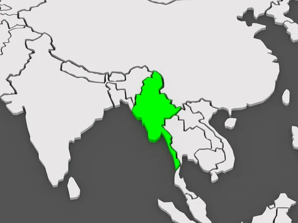 Map of worlds. Myanmar (Burma). — Stock Photo, Image