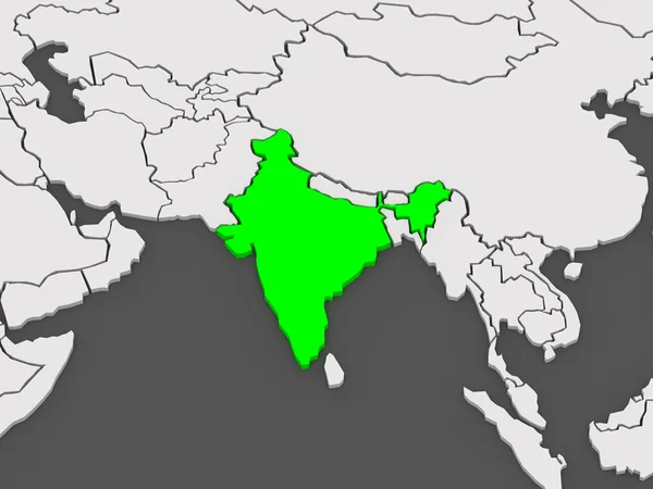 Mapa světů. Indie. — Stock fotografie