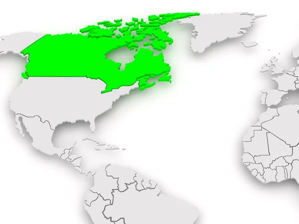 Mapa świata. Kanada. — Zdjęcie stockowe