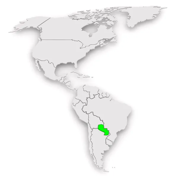 Mapa dos mundos. Paraguai . — Fotografia de Stock