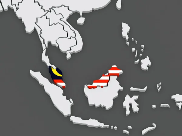 Mapa świata. Malezja. — Zdjęcie stockowe