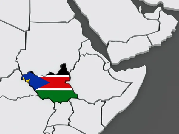 Kaart van werelden. Zuid-Soedan. — Stockfoto