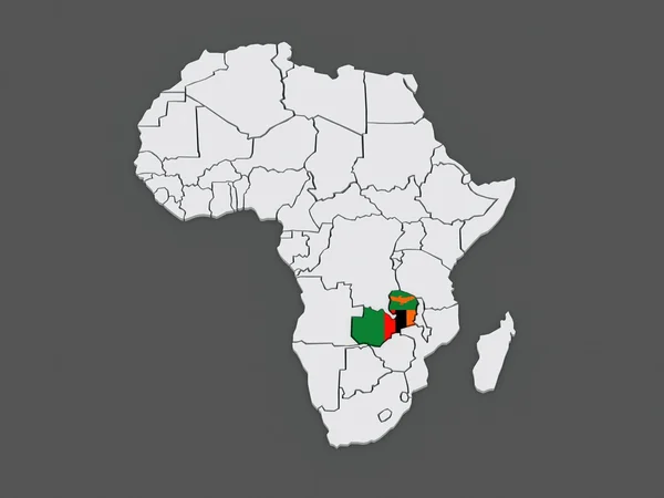 Mapa dos mundos. Zâmbia . — Fotografia de Stock