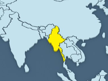 Dünya Haritası. Myanmar (burma).