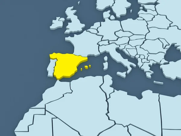 Dünya Haritası. İspanya. — Stok fotoğraf