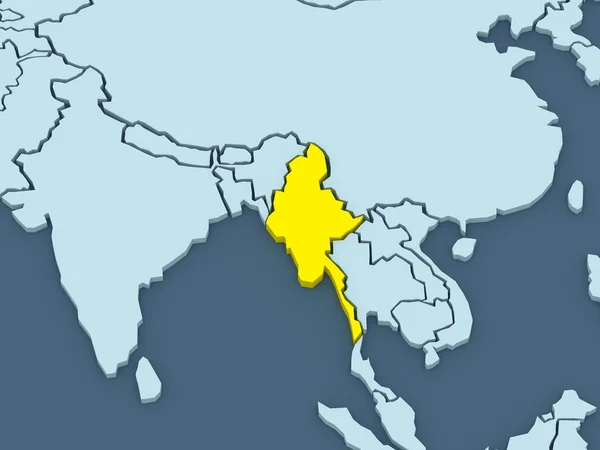 世界の地図。ミャンマー （ビルマ). — ストック写真