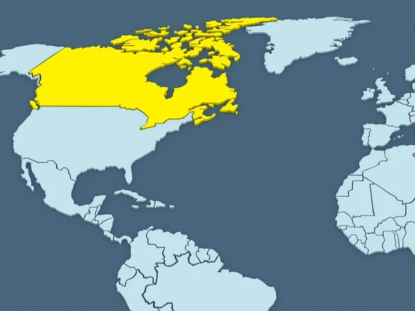 Mapa świata. Kanada. — Zdjęcie stockowe