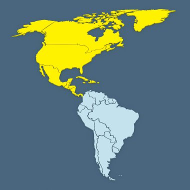 Dünya Haritası. Kuzey Amerika.
