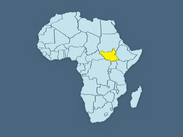 Mapa dos mundos. Sudão do Sul . — Fotografia de Stock