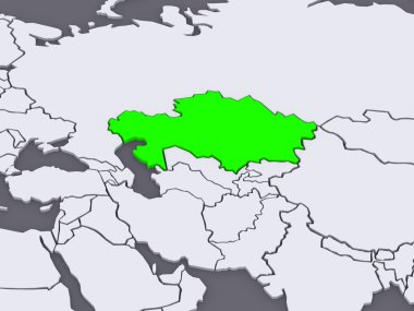 Dünya Haritası. Kazakistan.