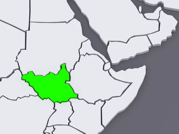 Mapa świata. Sudanu Południowego. — Zdjęcie stockowe