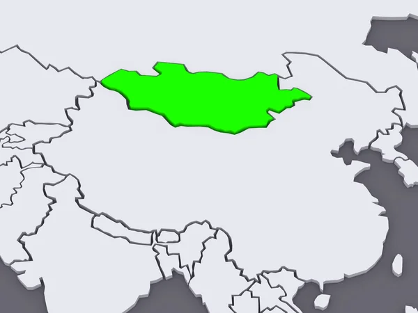 世界の地図。モンゴル国. — ストック写真