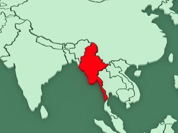 Karta över världar. Myanmar (burma). — Stockfoto