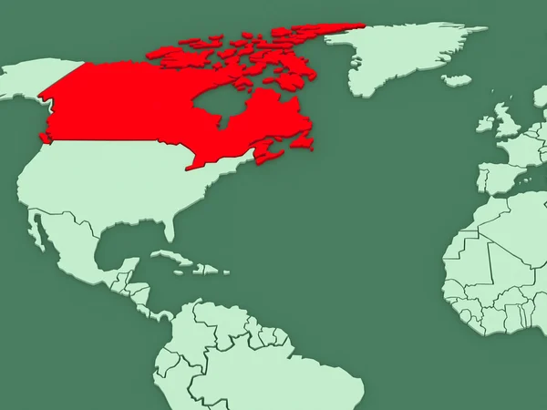 世界地图。加拿大. — 图库照片