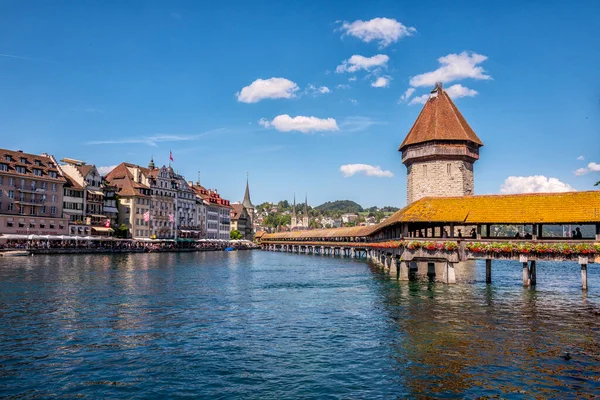 Most Kaplicy Lucernie Switerland — Zdjęcie stockowe