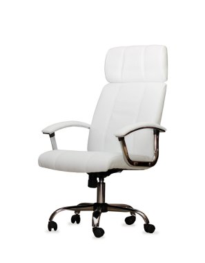 Beyaz deri ofis koltuğu. izole