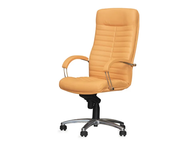 The office chair from beige leather. Isolated — Stock Photo, Image