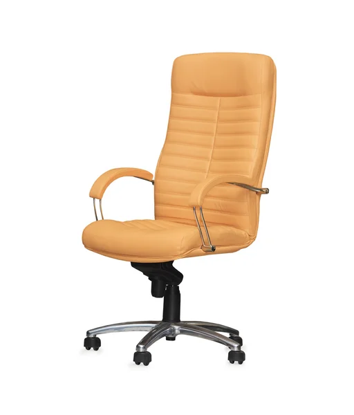 The office chair from beige leather. Isolated — Stock Photo, Image