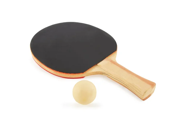 乒乓球球拍和球在白色背景上 — 图库照片