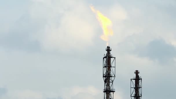 Tocha de gás de fogo de refinaria — Vídeo de Stock