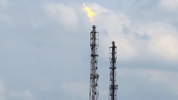 Antorcha de gas de fuego refinería — Vídeo de stock