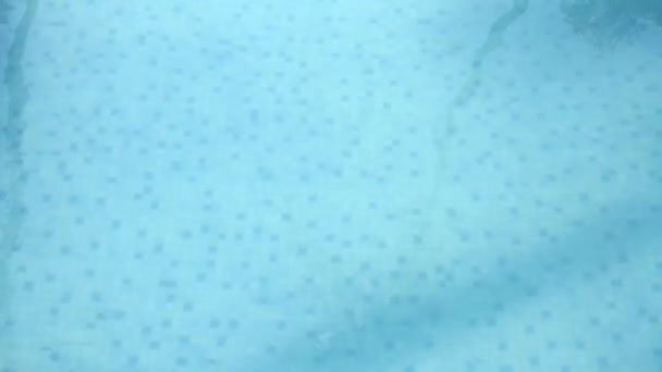 Eau de piscine bleue avec reflets solaires — Video