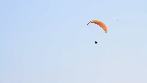在反对山滑翔伞清澈的天空 — 图库视频影像