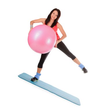 çekici genç kadın, fitness topu Spor Merkezi