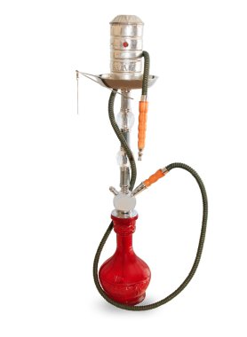 Beyaz bir arka plan üzerinde izole nargile