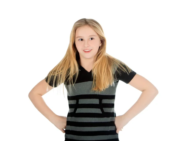 Happy smiling girl over white background — Stock Photo, Image