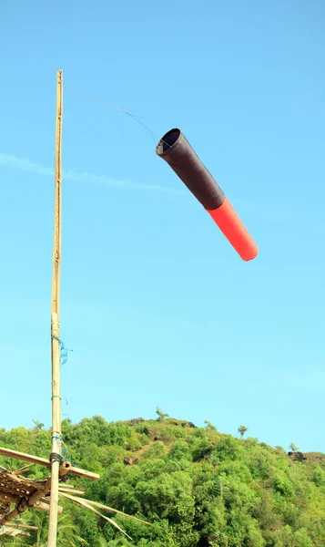Old wind sock in jungle show direction of wind — Stock Photo, Image