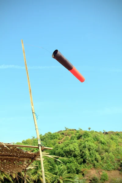 Old wind sock in jungle show direction of wind — Stock Photo, Image